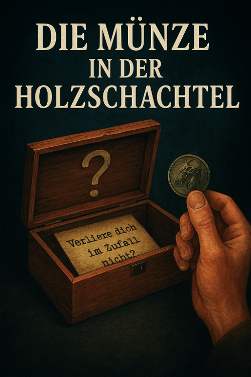Die Münze in der Holzschachtel